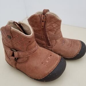 Stride Rite Brown Kids Boots with Black Soles